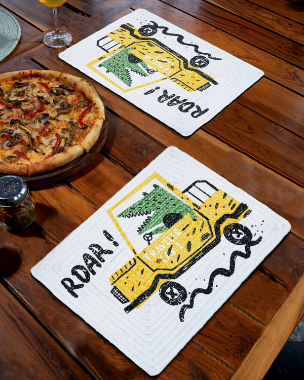 Grhamoy Chico Kids Placemat Car with Roar Print