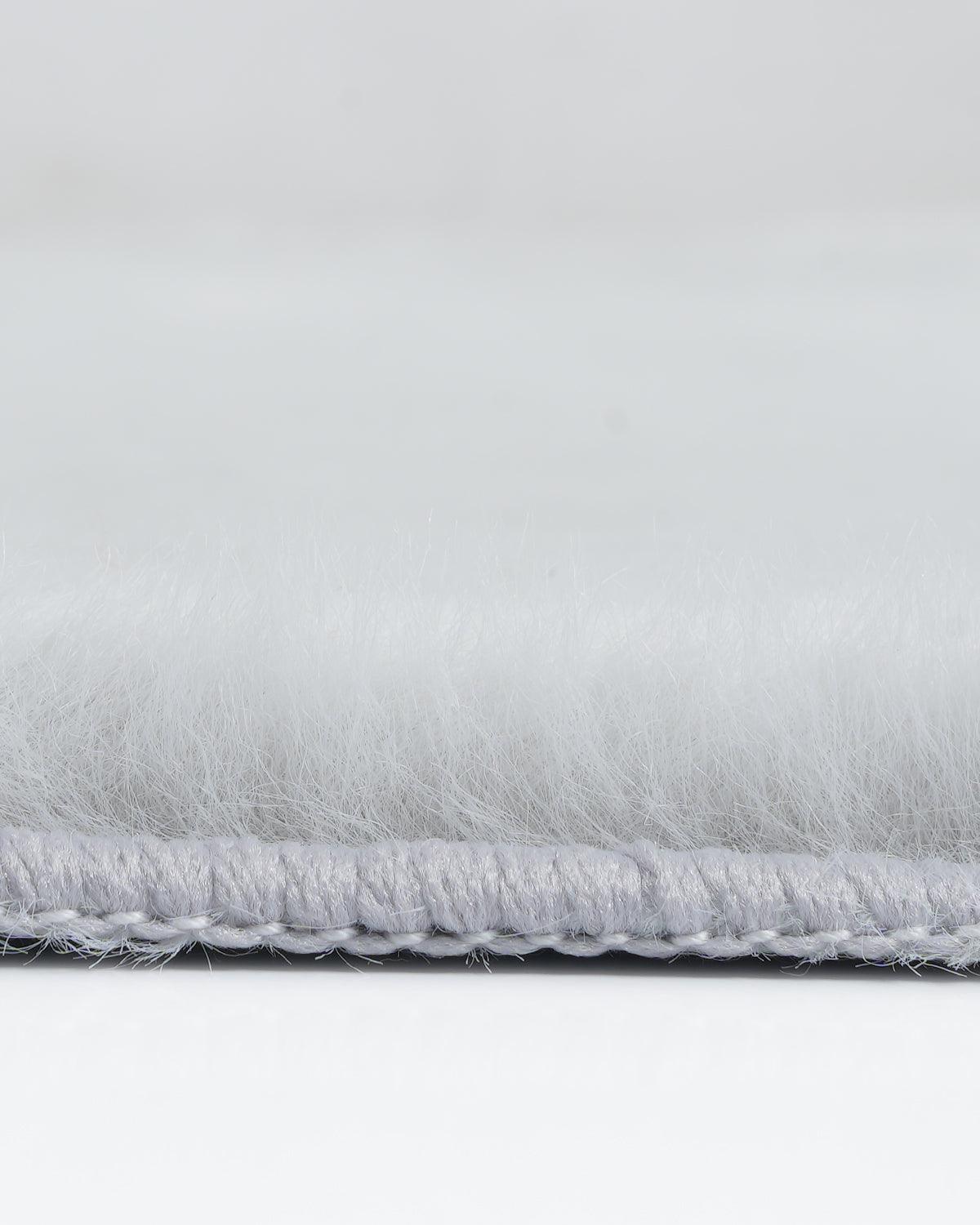Solid Furry Light Grey Doormat (Set of 2)