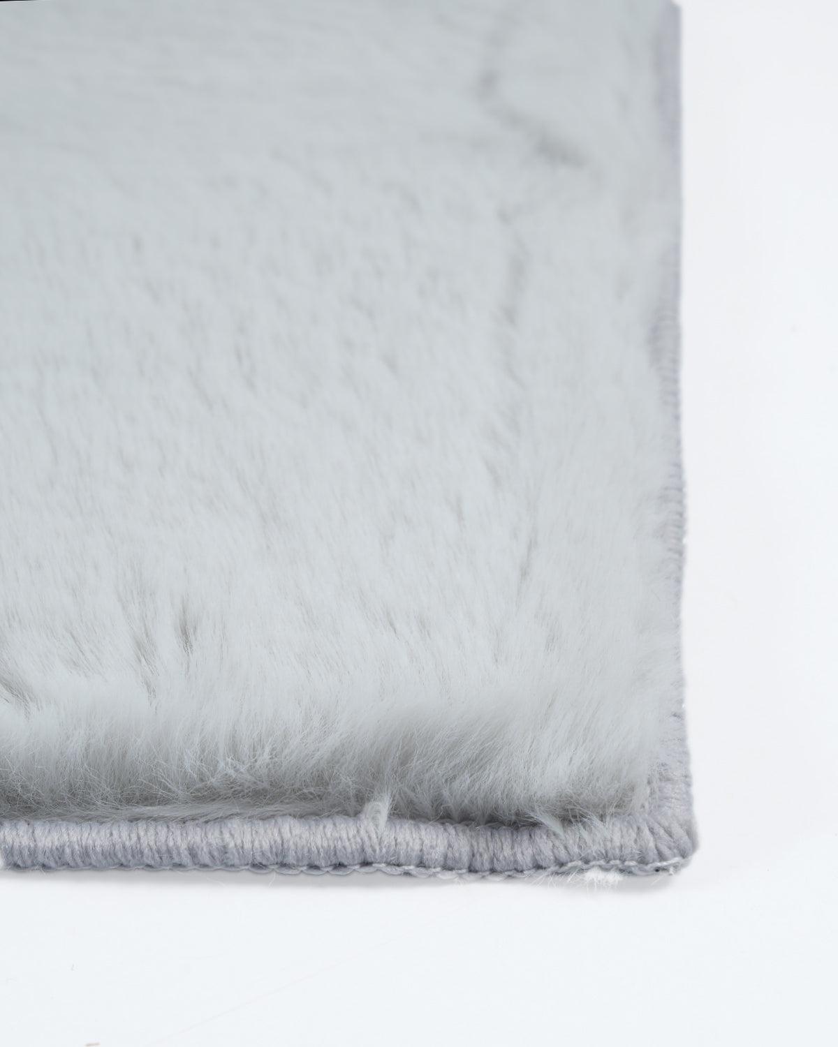 Solid Furry Light Grey Doormat (Set of 2)