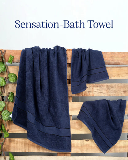 Set of 2 Sensation Bath Towel | Navy