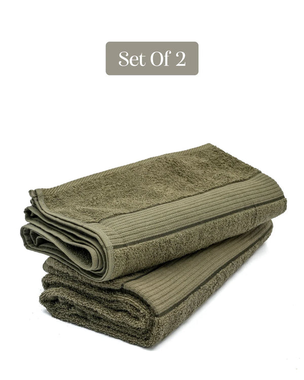 Set of 2 Sensation Bath Towel | Olive