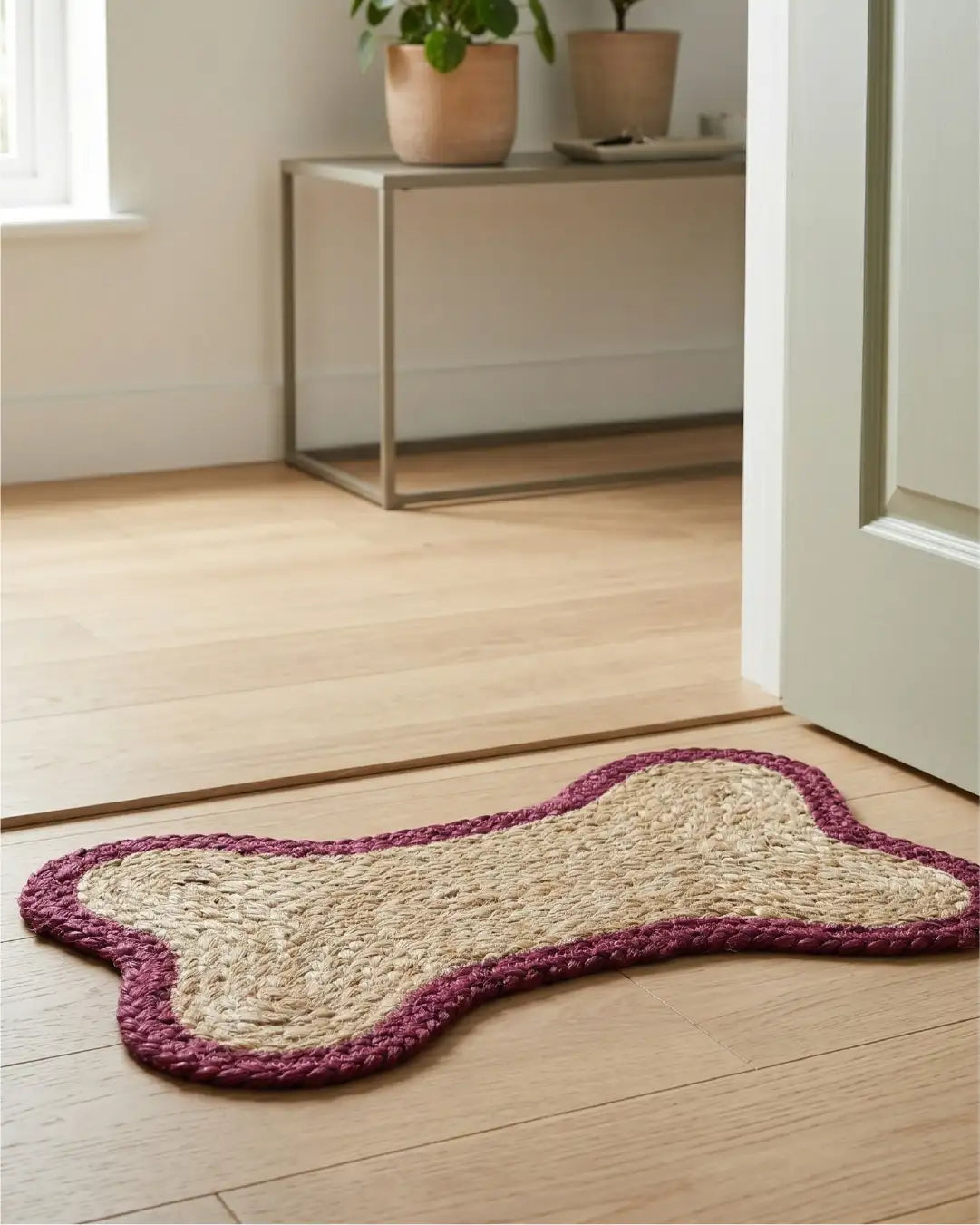 Jute Bone Shape Pet Mat 30X50 Maroon