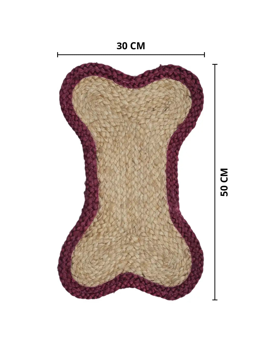 Jute Bone Shape Pet Mat 30X50 Maroon