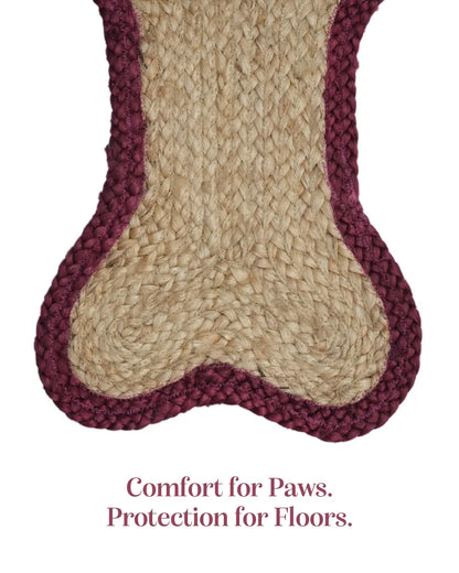 Jute Bone Shape Pet Mat 30X50 Maroon