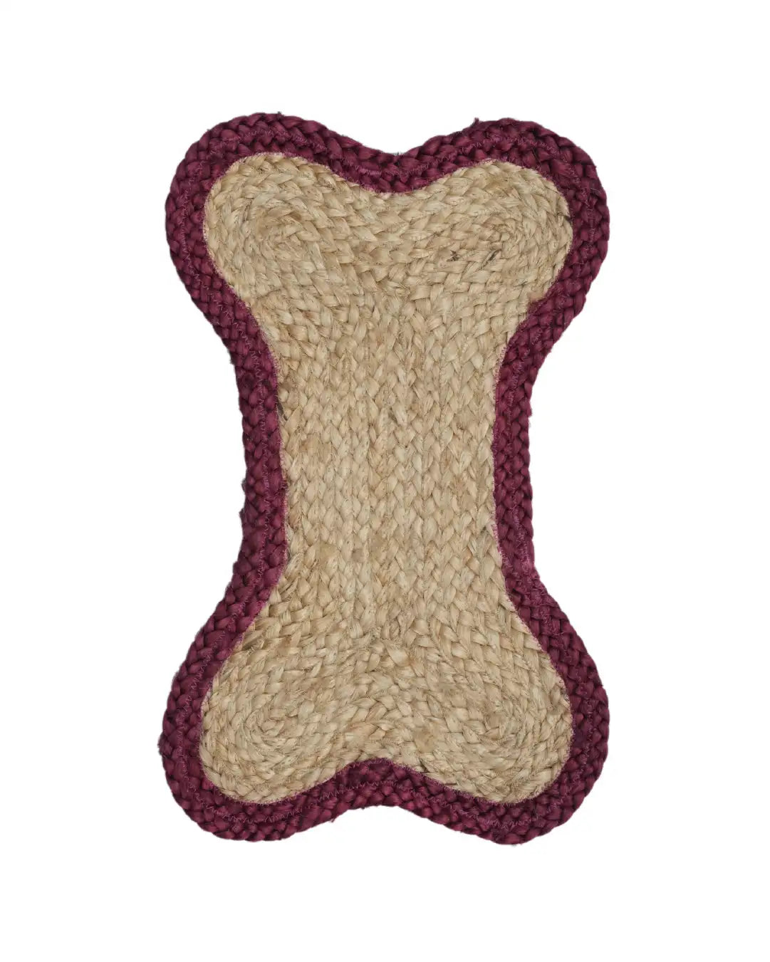 Jute Bone Shape Pet Mat 30X50 Maroon