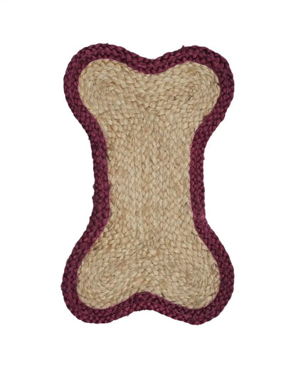 Jute Bone Shape Pet Mat 30X50 Maroon