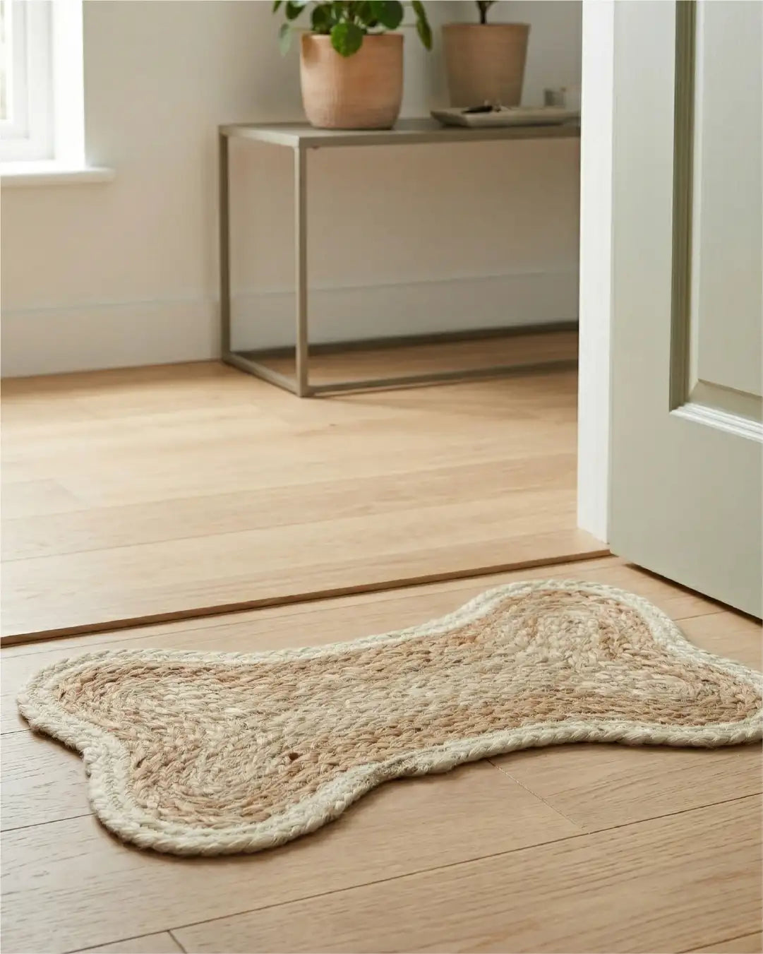Jute Bone Shape Pet Mat 30X50 Off White for Pets