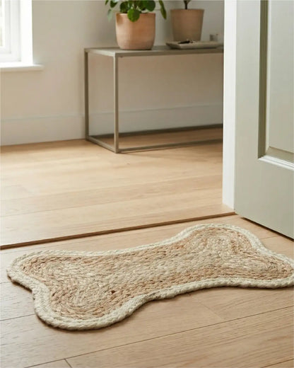 Jute Bone Shape Pet Mat 30X50 Off White for Pets