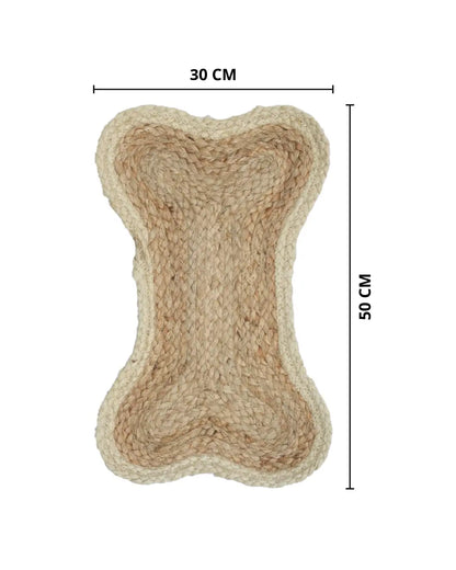 Jute Bone Shape Pet Mat 30X50 Off White for Pets