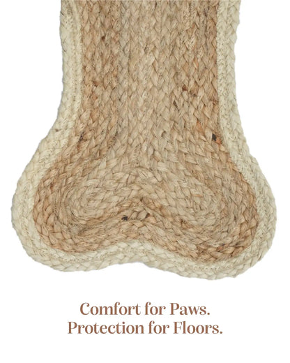 Jute Bone Shape Pet Mat 30X50 Off White for Pets