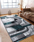 Vienna Carpet | Teal Blue and Grey Geometric