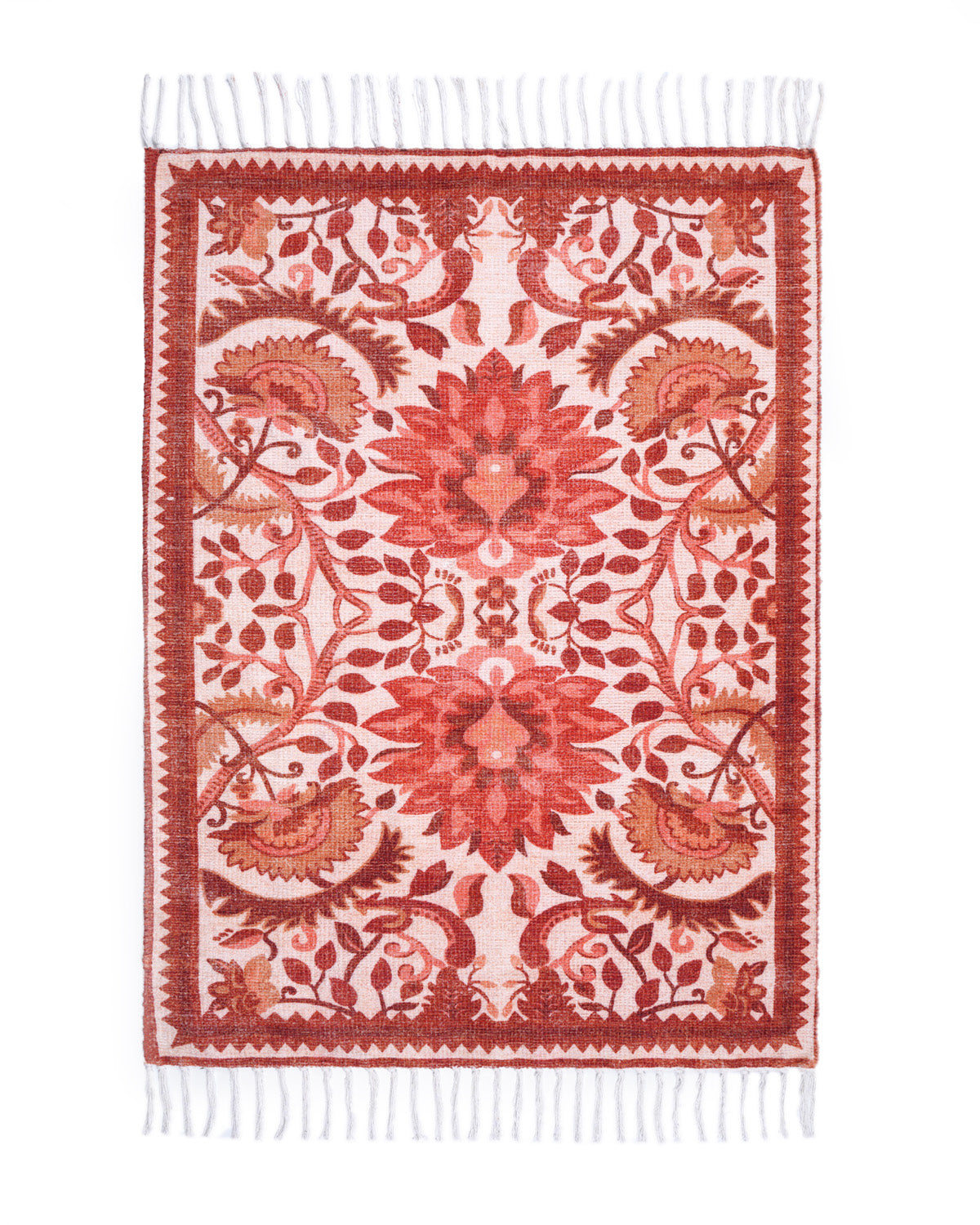 Plush Chenille Rug | Rust & Ivory