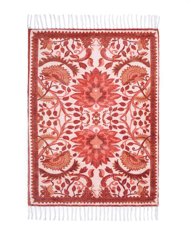 Plush Chenille Rug | Rust & Ivory