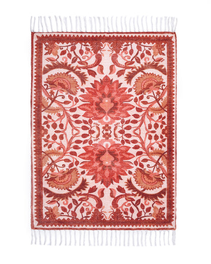 Plush Chenille Rug | Rust & Ivory