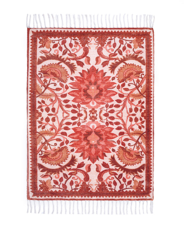 Plush Chenille Rug | Rust & Ivory