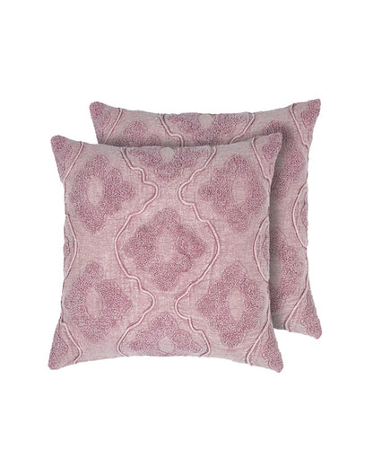 18X18 inch Pink tufted boho cotton cushion covers | Set of 2