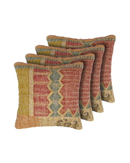 18X18 inch Mustard Red Jute cushion covers | Set of 2