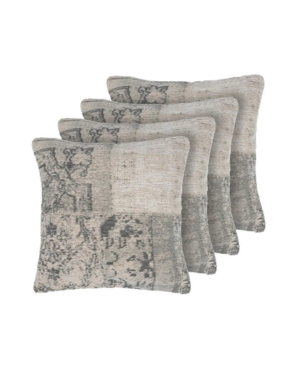 18X18 inch Steel Green Jacquard cotton cushion covers | Set of 2