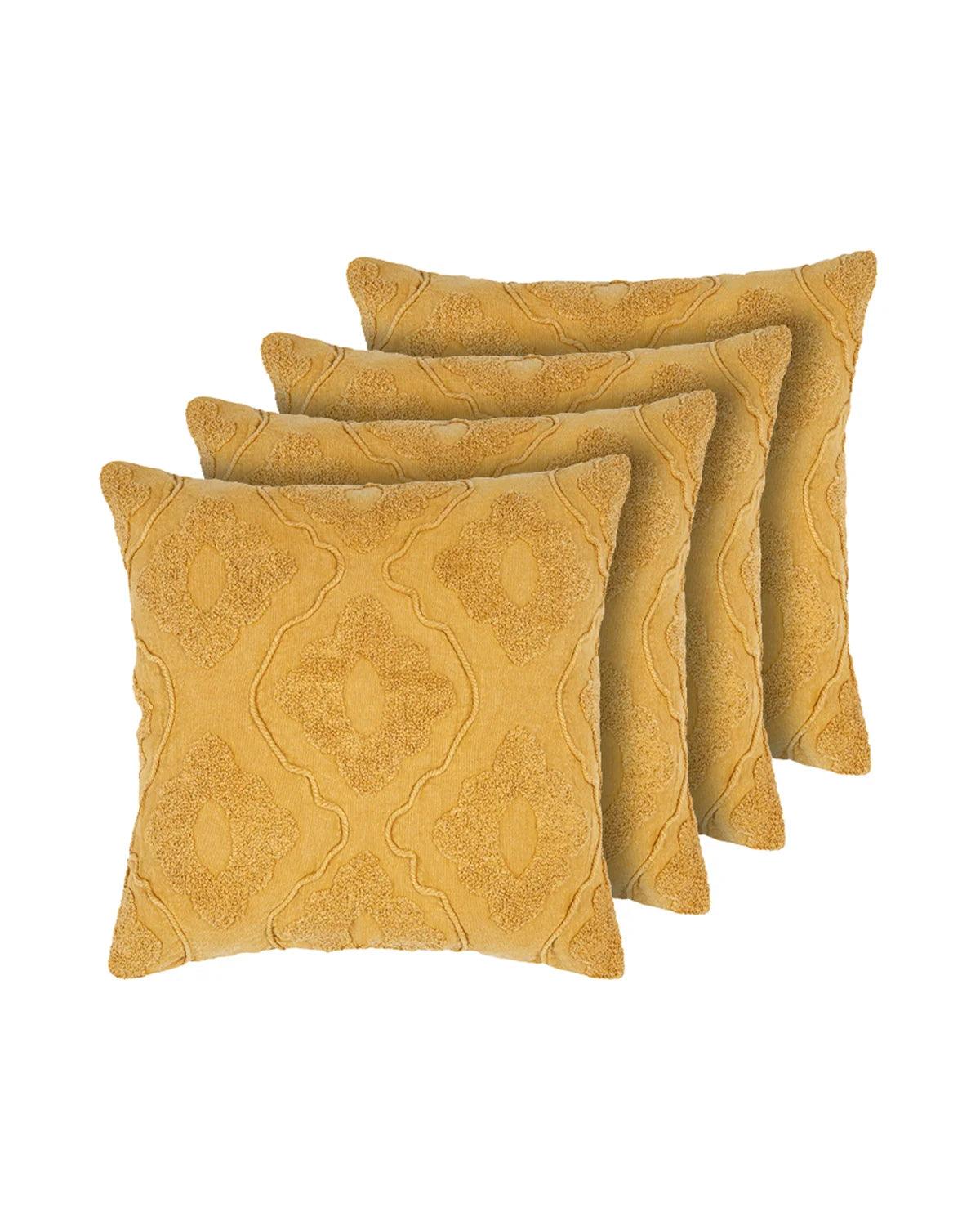 18X18 inch Yellow tufted cotton cushion covers | Set of 2