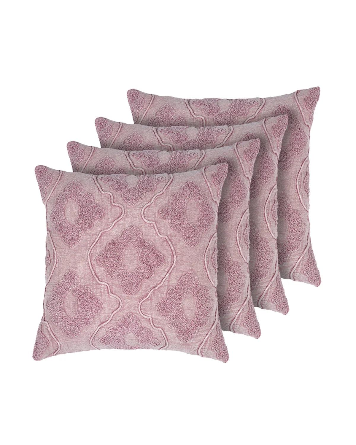 18X18 inch Pink tufted boho cotton cushion covers | Set of 2