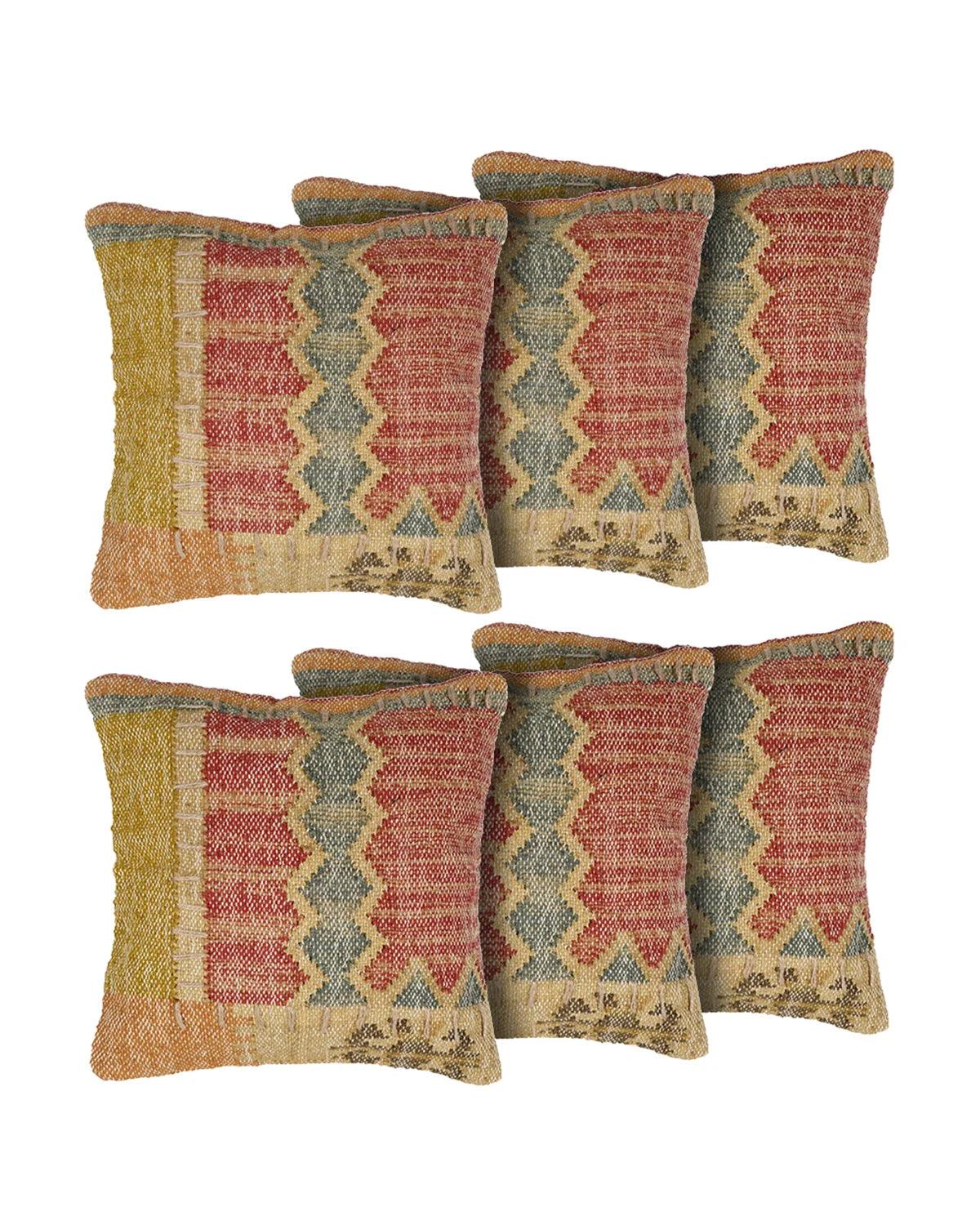 18X18 inch Mustard Red Jute cushion covers | Set of 2