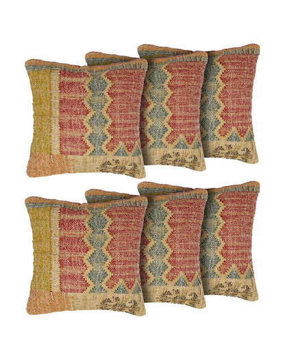 18X18 inch Mustard Red Jute cushion covers | Set of 2