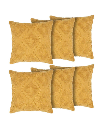 18X18 inch Yellow tufted cotton cushion covers | Set of 2