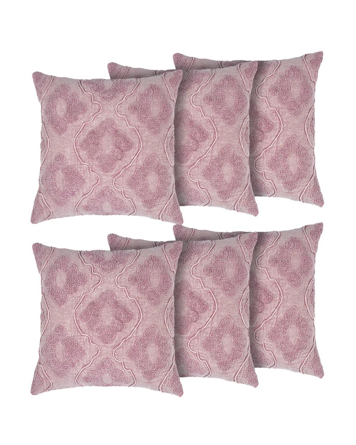 18X18 inch Pink tufted boho cotton cushion covers | Set of 2