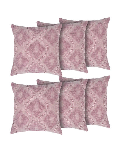18X18 inch Pink tufted boho cotton cushion covers | Set of 2