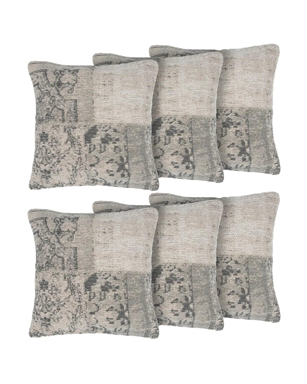 18X18 inch Steel Green Jacquard cotton cushion covers | Set of 2