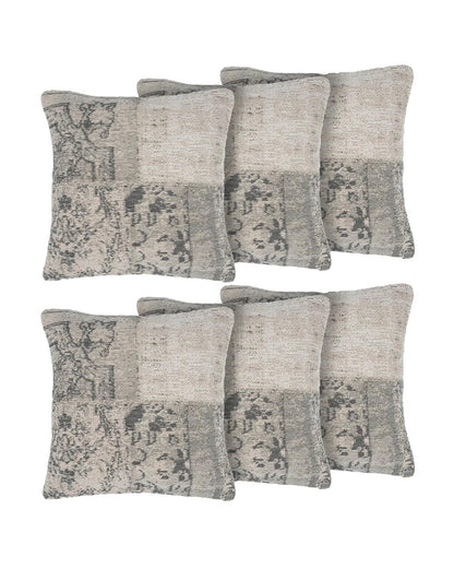18X18 inch Steel Green Jacquard cotton cushion covers | Set of 2