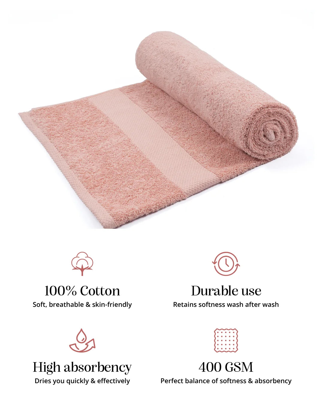 Luxe Living Bath Towel | Peach