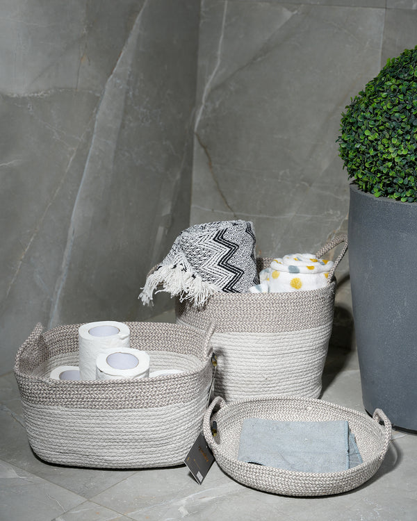 Grhamoy Machine Made Cotton Allure Baskets Set ( X 3 ).