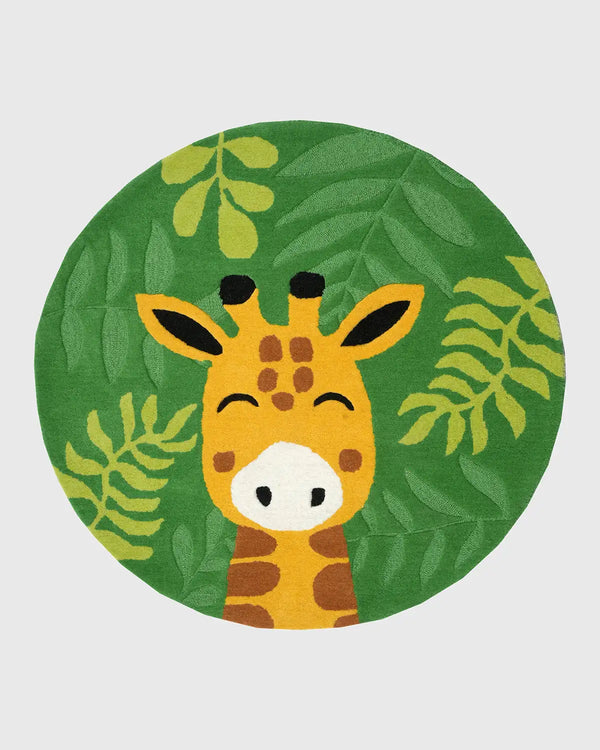 Grhamoy Chico Kids Round Carpet with Hand Tufted Giraffe Print
