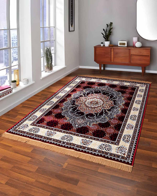 5X7 Ft Persian Legacy Carpet | Beige, Black and Red | 150 X 200 CM