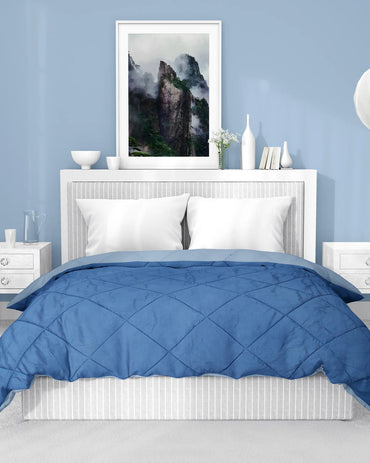 Amelia Reversible Comforter & AC Quilt |  Sea & Rain | Diamond Design