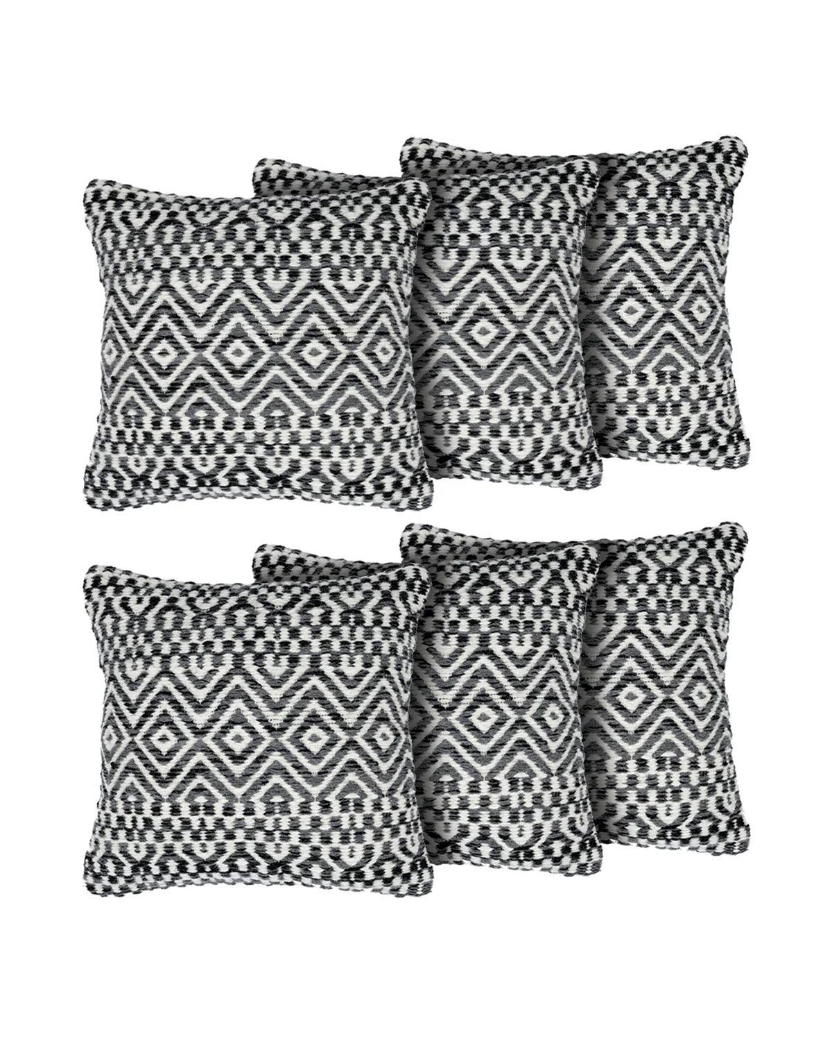 18X18 inch Boho Black wool cushion covers | Set of 2