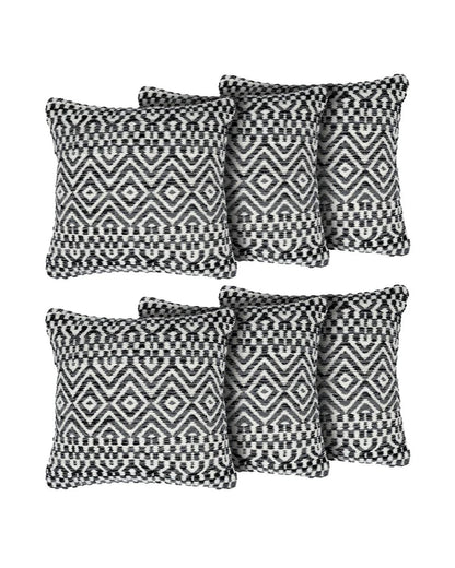 18X18 inch Boho Black wool cushion covers | Set of 2