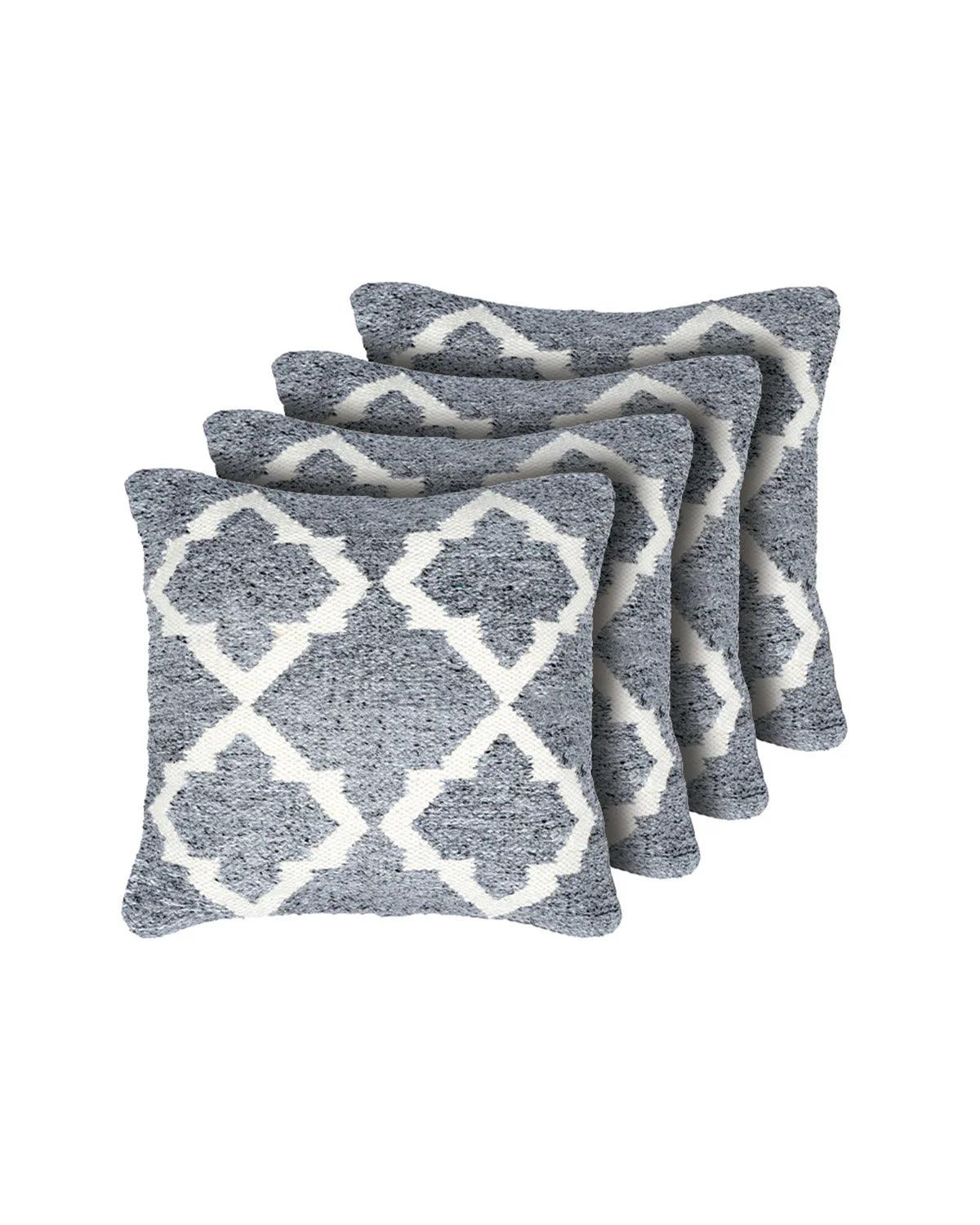18X18 inch Moroccan silver wool cushion covers | Set of 2