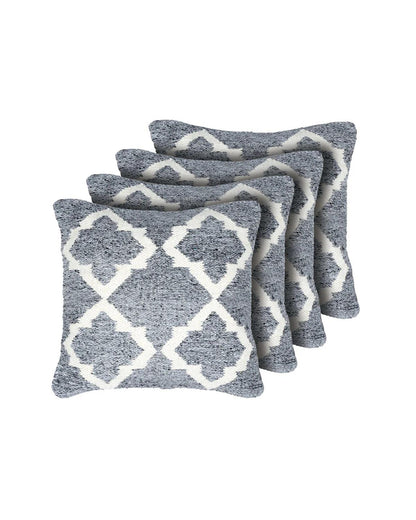 18X18 inch Moroccan silver wool cushion covers | Set of 2