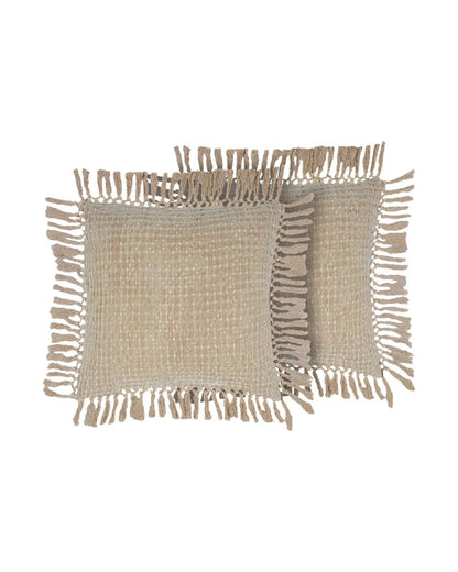 18X18 inch Brown Waffle cotton cushion covers | Set of 2