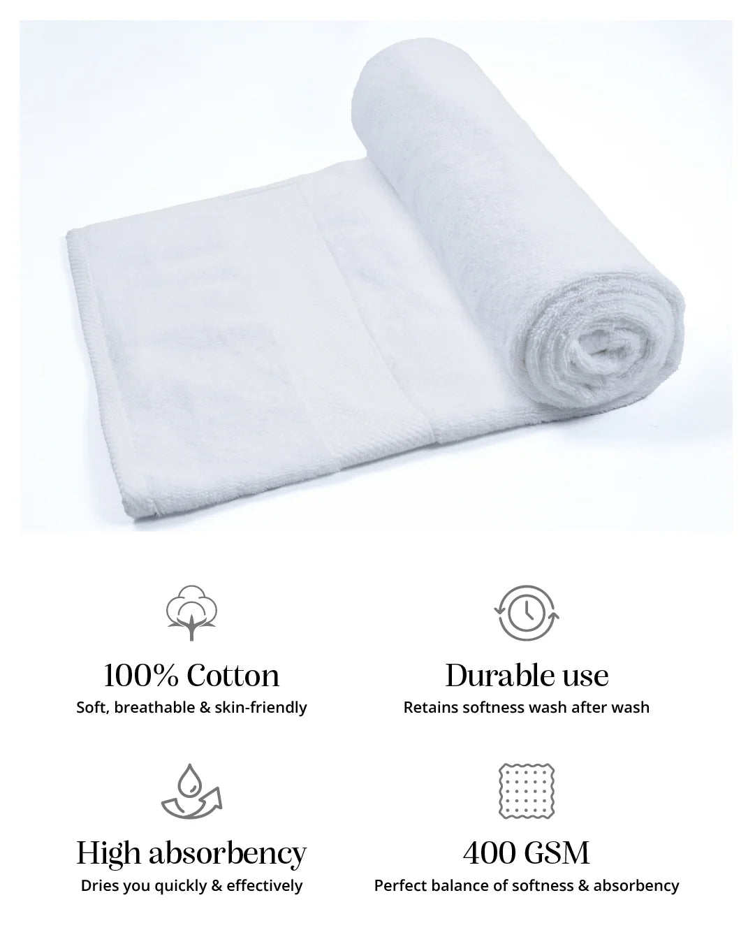 Luxe Living Bath Towel | White