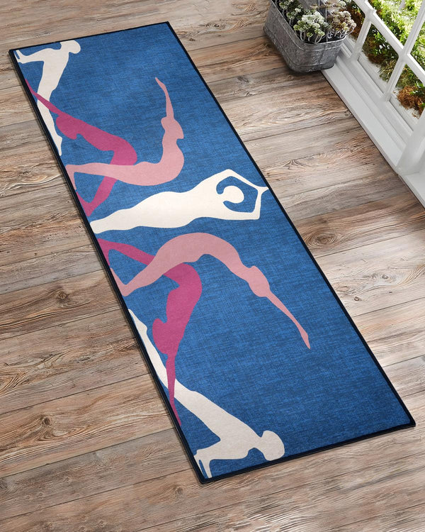 8mm Stretching Asana Blue Yoga Mat - Premium Extra Thick Non-Slip Mat