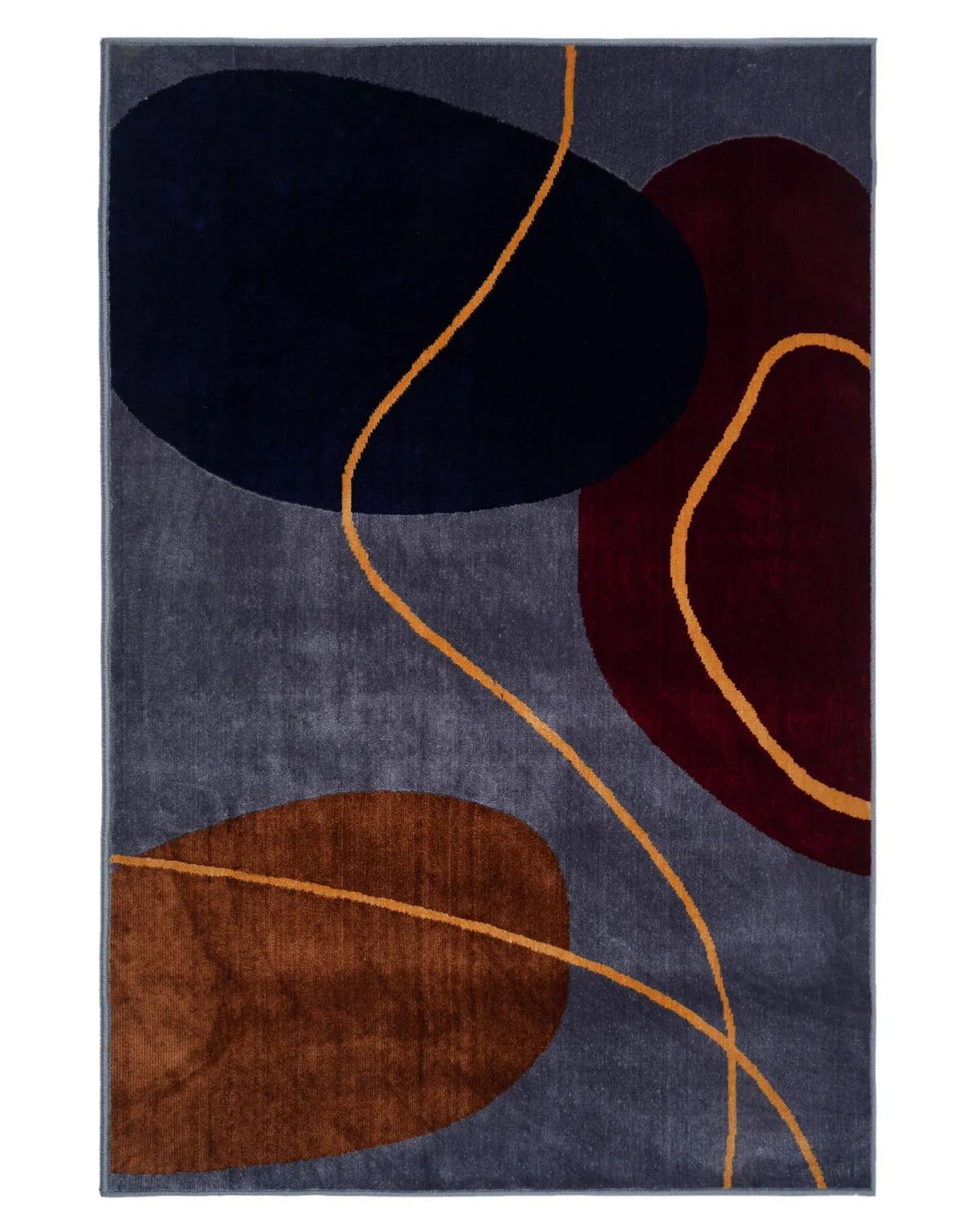 Silvora Rug | Grey, Blue, Maroon
