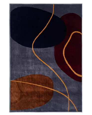 Silvora Rug | Grey, Blue, Maroon