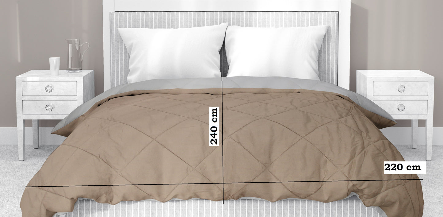 Amelia Reversible Comforter & AC Quilt | Walnut & Cream | Diamond Design