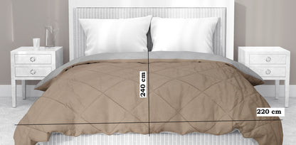 Amelia Reversible Comforter & AC Quilt | Walnut & Cream | Diamond Design