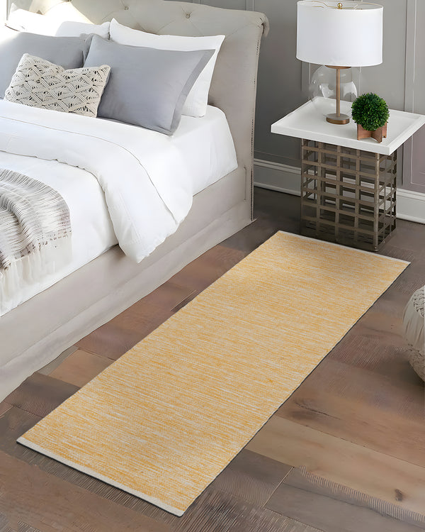 cotton rectangle bed-side and kitchen room runner yellow