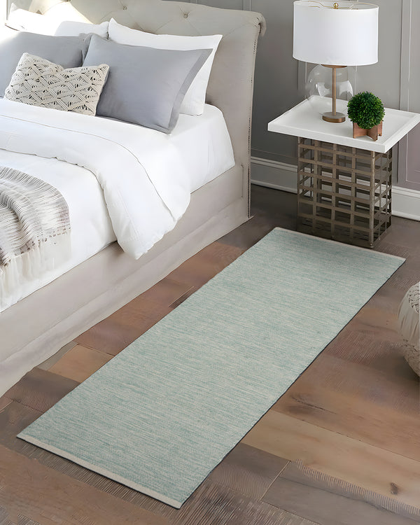 cotton rectangle bed-side and kitchen room runner green
