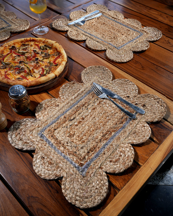 Grey and Natural Jute Rectangle Table Placemat